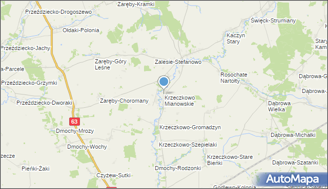 mapa Krzeczkowo Mianowskie, Krzeczkowo Mianowskie na mapie Targeo